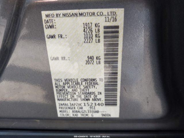 2017 NISSAN ALTIMA 1N4AL3AP2HC152340 Photo 8