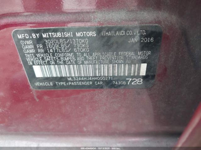 2017 MITSUBISHI MIRAGE ML32A4HJ4HH000271 Photo 8