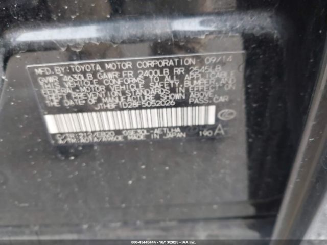 2015 LEXUS IS 250 JTHBF1D28F5052026 Photo 8