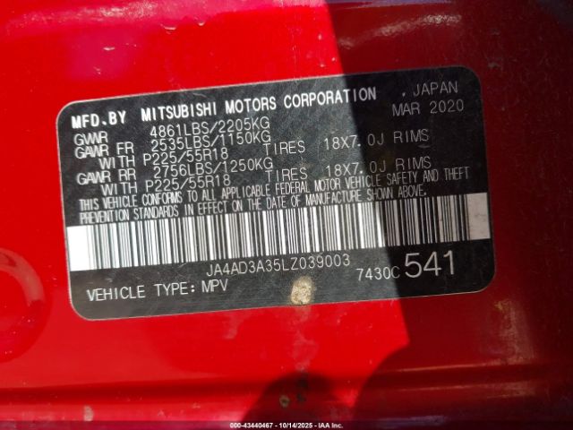 2020 MITSUBISHI OUTLANDER JA4AD3A35LZ039003 Photo 8