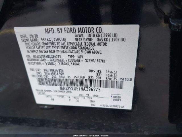 2021 FORD ECOSPORT MAJ3S2GE1MC396275 Photo 8