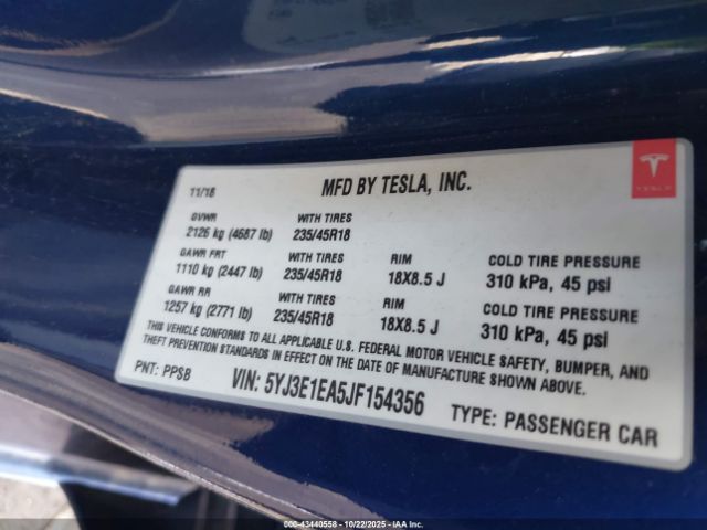 2018 TESLA MODEL 3 5YJ3E1EA5JF154356 Photo 8