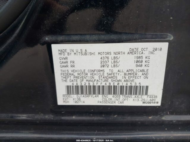 2011 MITSUBISHI GALANT 4A32B3FF4BE014535 Photo 8