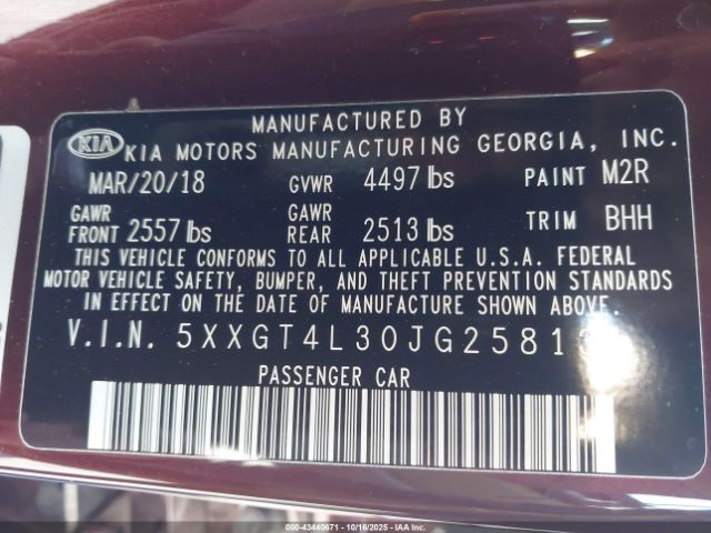 2018 KIA OPTIMA 5XXGT4L30JG258134 Photo 8