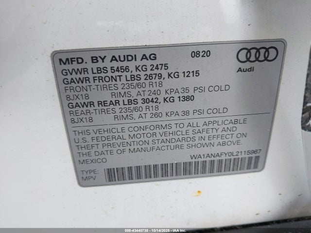 2020 AUDI Q5 WA1ANAFY0L2115967 Photo 8