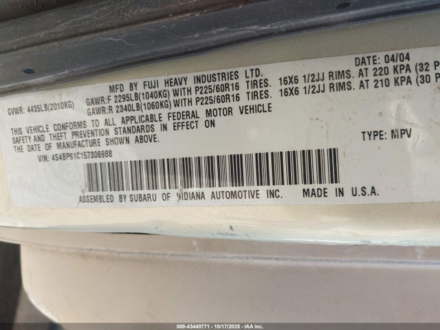 2005 SUBARU OUTBACK 4S4BP61C157306988 Photo 8