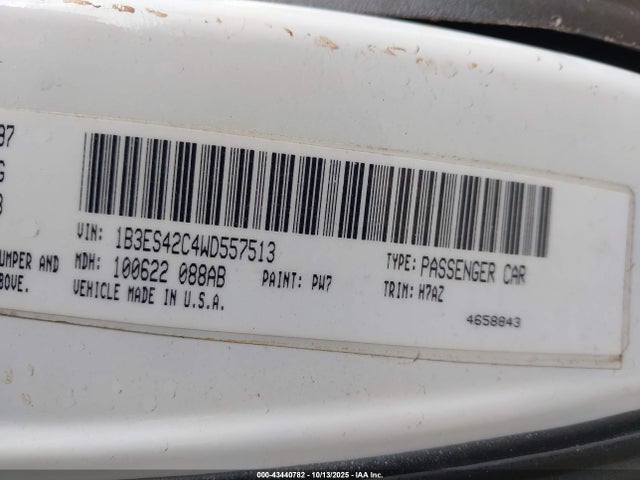 43440782 :رقم المزاد ، 1B3ES42C4WD557513 vin ، 1998 Dodge Neon Competition/highline مزاد بيع