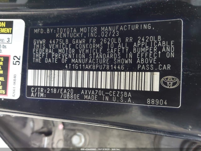 4T1G11AK8PU781446 Toyota a25a-fks
