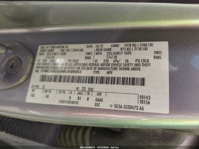 2021 FORD ESCAPE 1FMCU0G69MUA98063 Photo 8