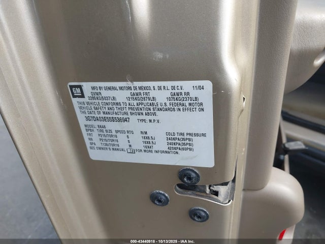 2005 PONTIAC AZTEK 3G7DA03E55S536947 Photo 8