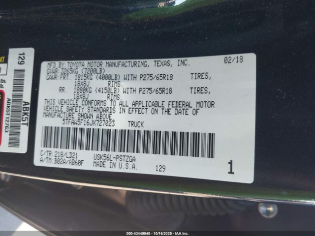 2018 TOYOTA TUNDRA 5TFAW5F16JX727023 Photo 8