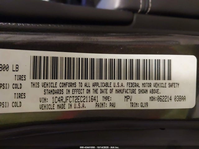 1C4RJFCT2EC211641 Jeep Grand Cherokee