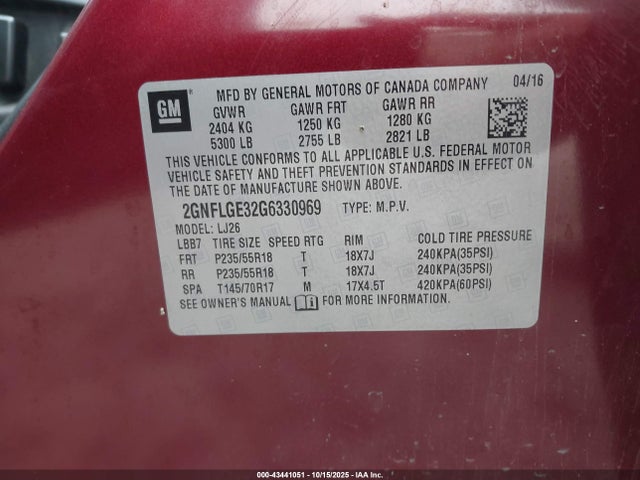 2016 CHEVROLET EQUINOX 2GNFLGE32G6330969 Photo 8