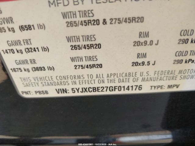 2016 TESLA MODEL X 5YJXCBE27GF014176 Photo 8