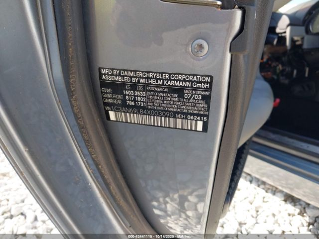 2004 CHRYSLER CROSSFIRE 1C3AN69L84X003090 Photo 8