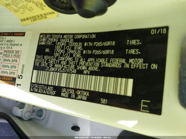 Продажа на аукционе авто 2018 Lexus Gx 460, vin: JTJBM7FX5J5197548, номер лота: 43441197
