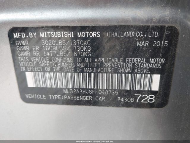 2015 MITSUBISHI MIRAGE ML32A3HJ8FH048735 Photo 8