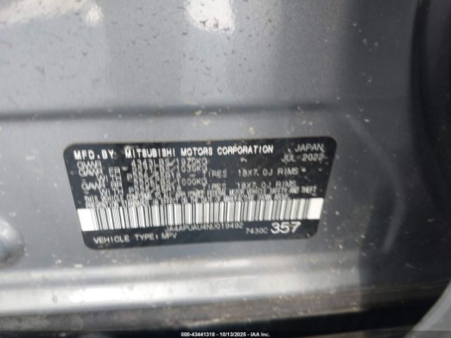 2022 MITSUBISHI OUTLANDER SPORT JA4APUAU4NU019492 Photo 8