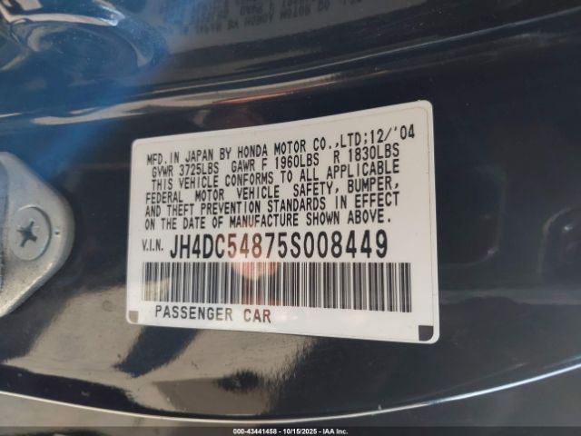 2005 ACURA RSX JH4DC54875S008449 Photo 8