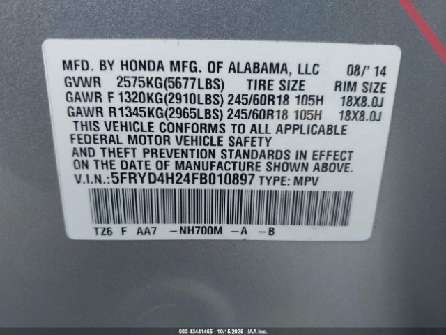 2015 ACURA MDX 5FRYD4H24FB010897 Photo 8