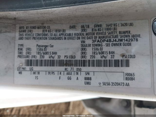 2018 FORD FIESTA 3FADP4BJ4JM142978 Photo 8