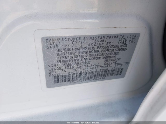 3N1AB7AP9KY205430 Nissan Sentra