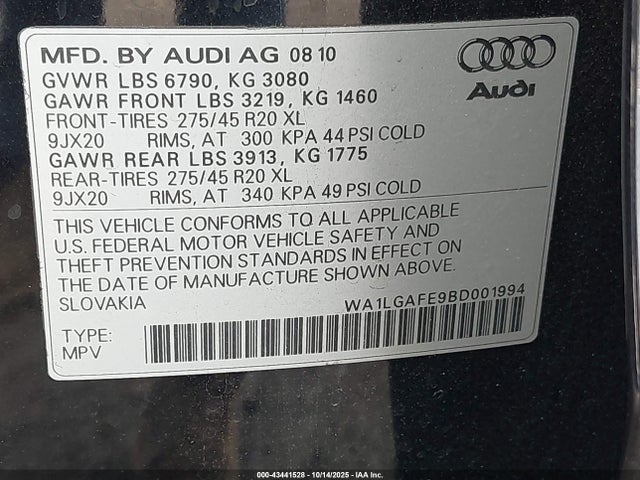 2011 AUDI Q7 WA1LGAFE9BD001994 Photo 8