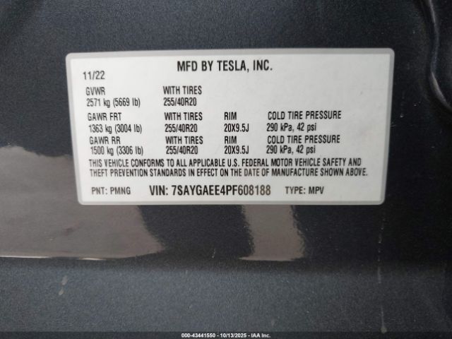 2023 TESLA MODEL Y 7SAYGAEE4PF608188 Photo 8