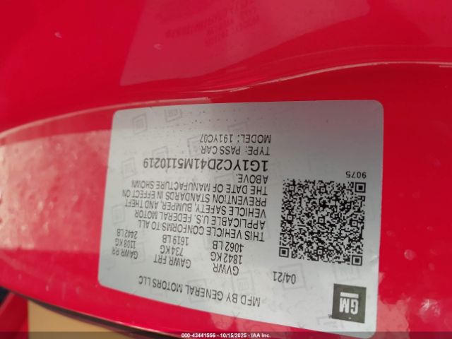 2021 CHEVROLET CORVETTE STINGRAY 1G1YC2D41M5110219 Photo 8