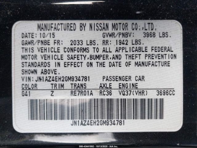 2016 NISSAN 370Z JN1AZ4EH2GM934781 Photo 8