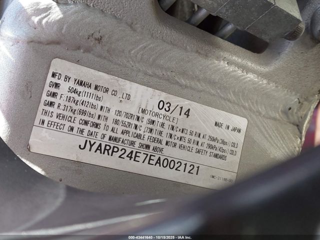 2014 YAMAHA FJR1300 JYARP24E7EA002121 Photo 9