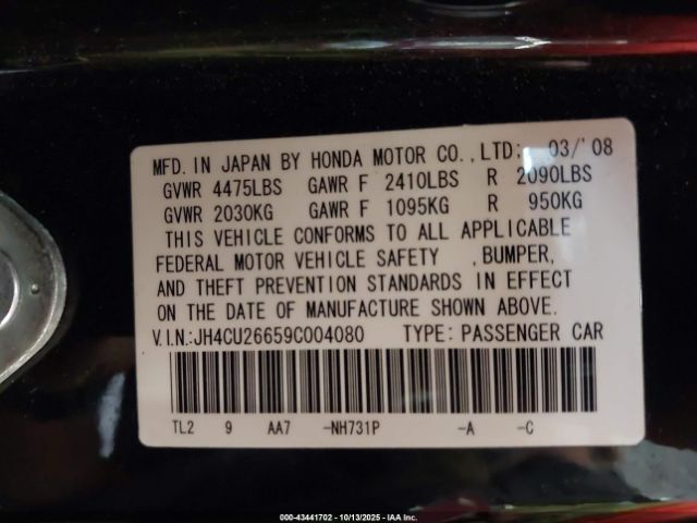 2009 ACURA TSX JH4CU26659C004080 Photo 8