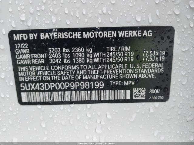 2023 BMW X3 5UX43DP00P9P98199 Photo 8