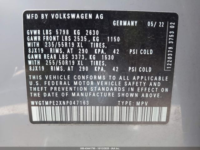 2022 VOLKSWAGEN ID.4 WVGTMPE2XNP047163 Photo 8