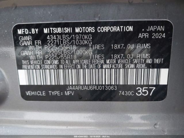 2024 MITSUBISHI OUTLANDER SPORT JA4ARUAU6RU013063 Photo 8