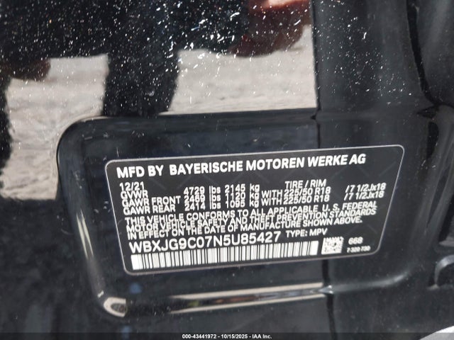 2022 Bmw X1 Xdrive28i მანქანა იყიდება აუქციონზე, vin: WBXJG9C07N5U85427, აუქციონის ნომერი: 43441972
