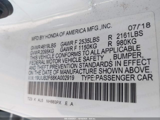 2019 ACURA TLX 19UUB2F68KA002919 Photo 8