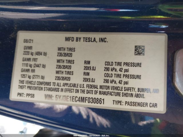 2021 TESLA MODEL 3 5YJ3E1EC4MF030861 Photo 8