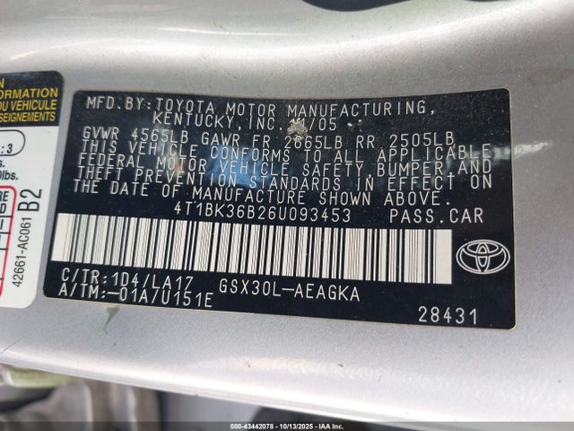 2006 TOYOTA AVALON 4T1BK36B26U093453 Photo 8