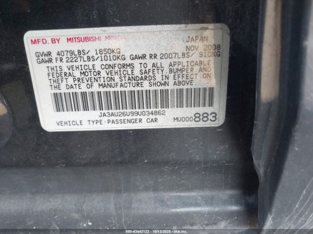 2009 MITSUBISHI LANCER JA3AU26U99U034862 Photo 8