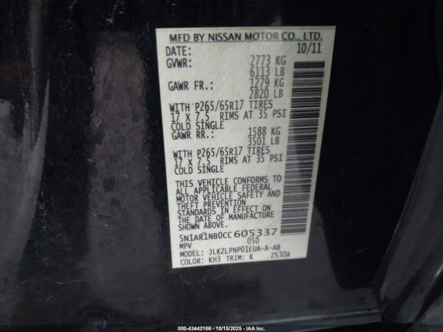 2012 NISSAN PATHFINDER 5N1AR1NB0CC605337 Photo 8