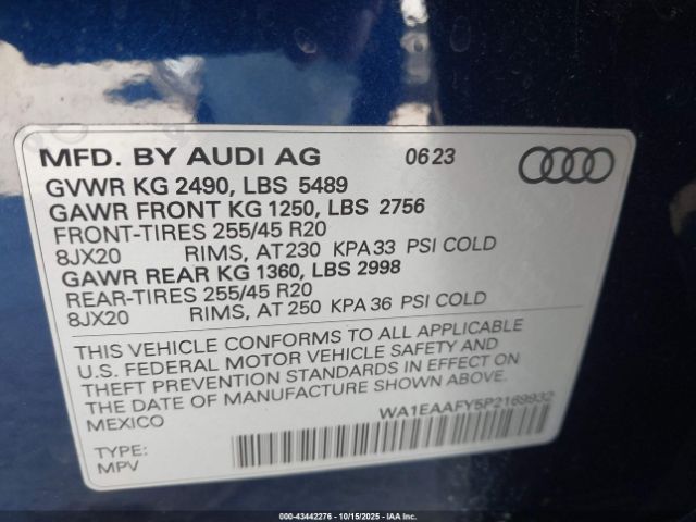 2023 AUDI Q5 WA1EAAFY5P2169932 Photo 8