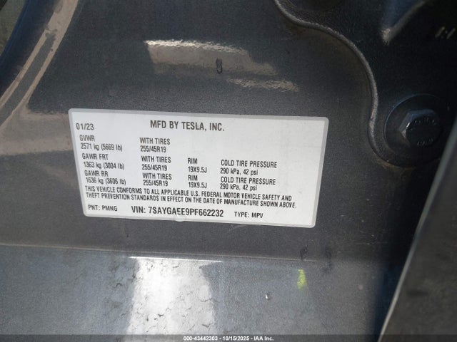 2023 TESLA MODEL Y 7SAYGAEE9PF662232 Photo 8