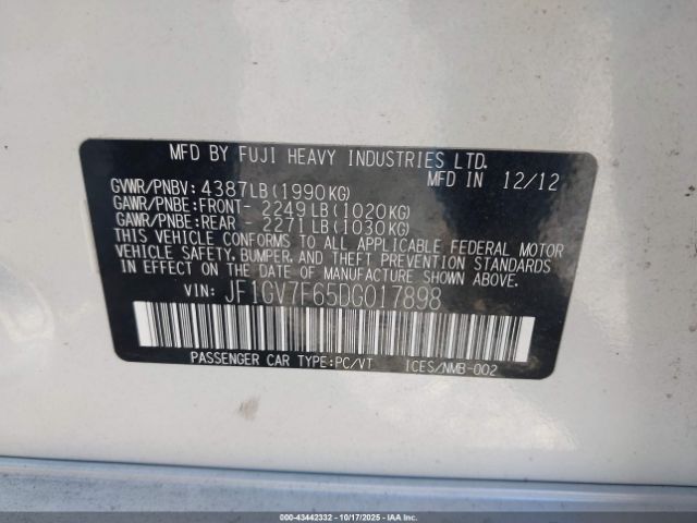 2013 SUBARU IMPREZA WRX JF1GV7F65DG017898 Photo 8