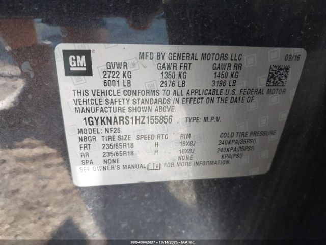 2017 CADILLAC XT5 1GYKNARS1HZ155856 Photo 8