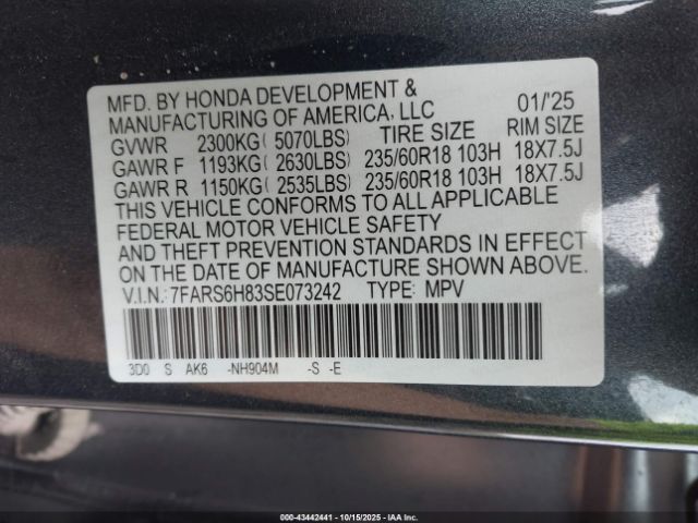 2025 HONDA CR-V HYBRID 7FARS6H83SE073242 Photo 8
