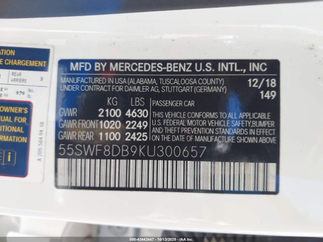 2019 MERCEDES-BENZ C 300 55SWF8DB9KU300657 Photo 8