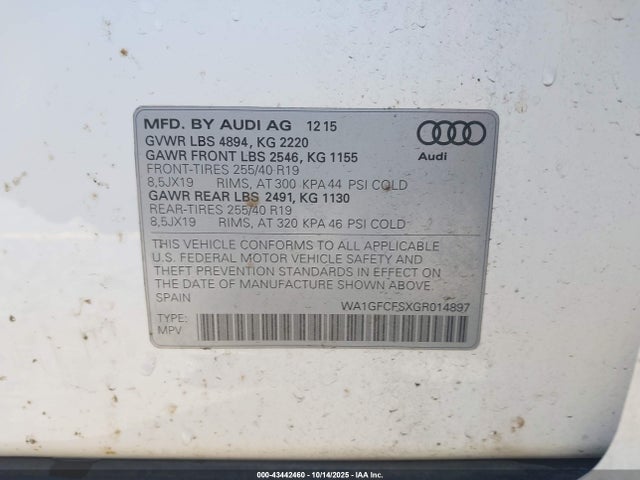 2016 AUDI Q3 WA1GFCFSXGR014897 Photo 8