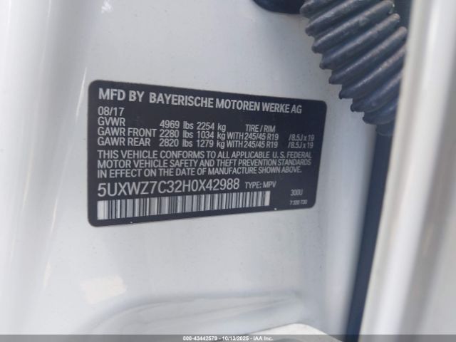 2017 BMW X3 5UXWZ7C32H0X42988 Photo 8