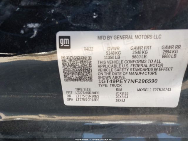 2022 GMC SIERRA 2500HD 1GT49PEY7NF296590 Photo 8